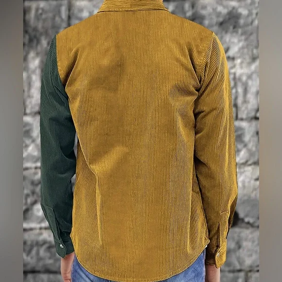 BRAND NEW MENS COLORBLOCK CASUAL BUTTON DOWN CORDUROY OVERSHIRT NWT - Picture 2 of 6